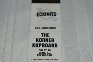 The Korner Kupboard Sunco Davis Illinois White 20 Strike Matchbook Cover