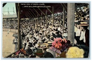 1914 Partial View Grand Stand Base Ball Park Waterloo Iowa IA Vintage Postcard