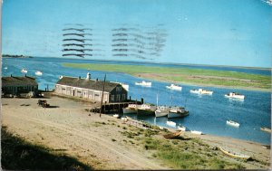 Chatham Fishing Fleet Cape Cod Massachusetts Birds Eye View Cancel PM Postcard 