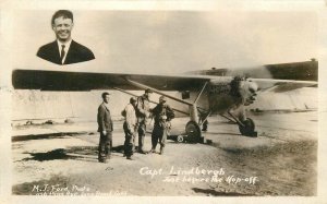 Postcard RPPC 1920s Charles Lindbergh Spirit of St. Louis aircraft 23-12016