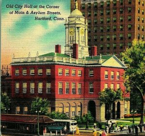 Hartford Connecticut CT Old City Hall Main Asylum Streets UNP Linen Postcard Q14