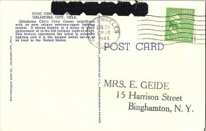 Civic Center by Night Oklahoma City Okla. Vintage Postcard Standard View Card