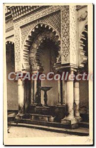 Postcard Old ALGIERS fountain of the great Mosque Street Marine