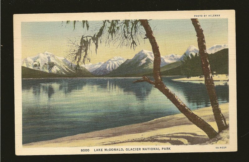 USA Postmark 1935 Kalispell Mont Lake McDonald Glacier Nat Park Linen Postcard