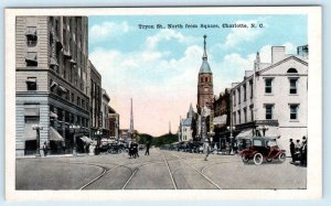 2 Postcards CHARLOTTE, North Carolina NC ~ TRYON STREET Scenes North/South 1910s