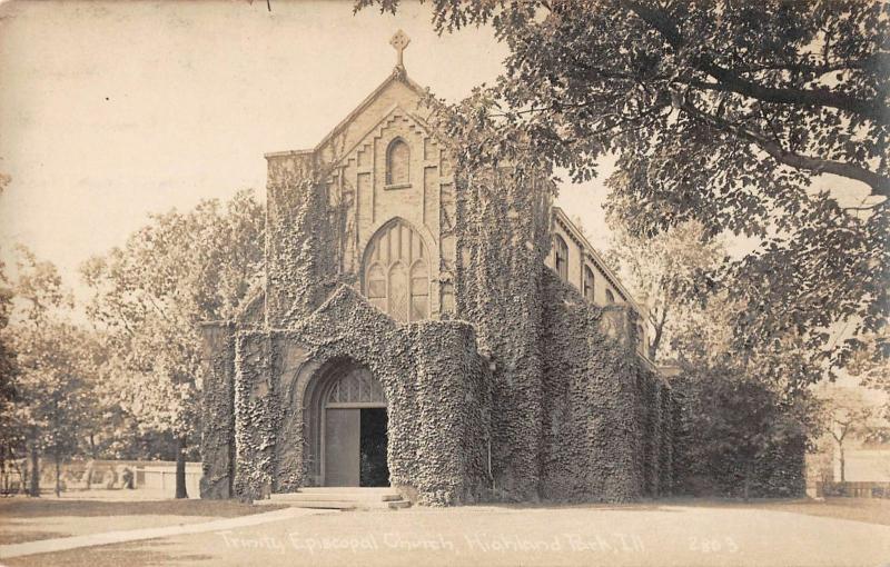 Highland Park Illinois Trinity Episcopal Church Real Photo Antique PC (J38436)