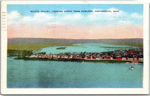 Portsmouth Ohio OH, 1940 Scioto Valley, Looking North From Fowlers, Postcard