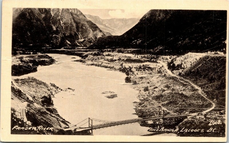 Fraser River Bridge Lillooet BC British Columbia Canada Antique Postcard UNP 