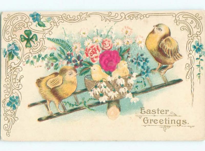 Divided-Back EASTER CHICK SCENE Cute Postcard AA0792