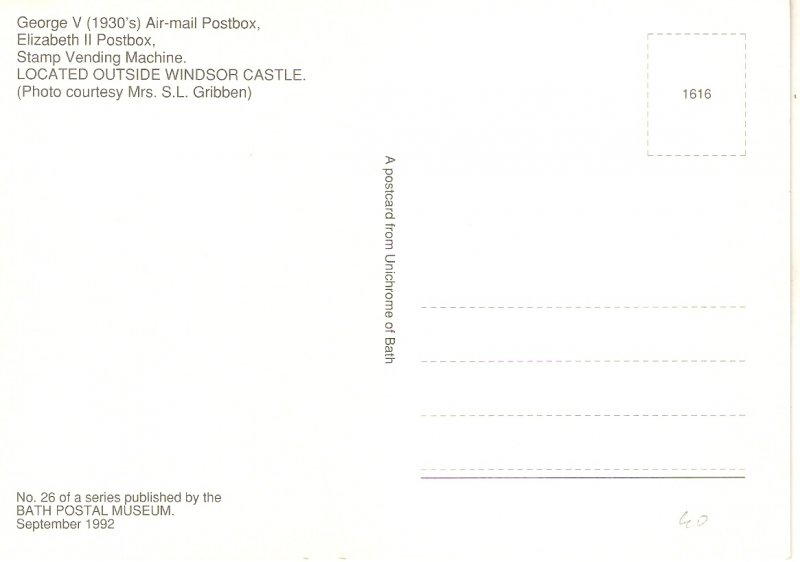 Postboxes and Stamp Vending Macjhine  Nice modern postcard by Bath Postal Mu