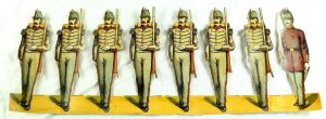 1870's-80's Die Cut Civil War Paper Toy Soldiers Uncut Strip 4 1/4 X 11 1/2  