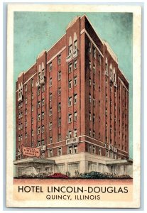 c1940 Hotel Lincoln Douglas Exterior View Building Quincy Illinois IL Postcard