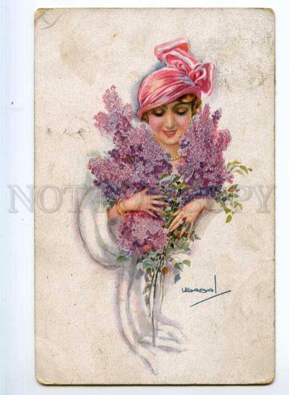 245468 BELLE Woman Lady w/ LILAC by USABAL Vintage Erkal PC