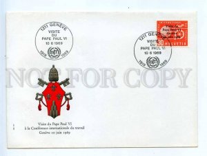 417445 Switzerland 1969 year FDC Visit Pope Paul VI overprint on stamp FDC