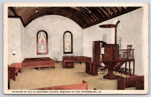 1926 Interior Of Old Blandford Church Erected 1735 Petersburg VA Posted Postcard