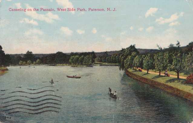 Canoe on the Passaic River West Side Park Paterson NJ New Jersey - pm 1908 - DB