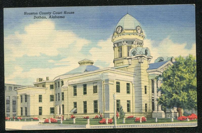 Dothan Alabama al Houston County Court House linen postcard