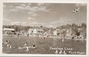 Phantom Lake Flin Flon MB Manitoba Swimming Real Photo Postcard E70