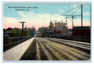 1912 Main Street Bridge, Looking East Richmond Indiana IN Posted Postcard