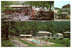 Brookside Motel & Ranch House Pool Gatlinburg Tennessee TN Postcard Posted 1963