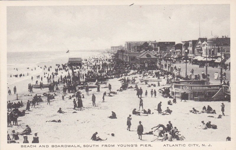 New Jersey Atlantic City Beach & Boardwalk South From Youngs PierAlbertype s1743