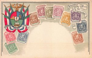 Transvaal Stamps on Early Embossed Postcard, Unused, Published by Ottmar Zieher