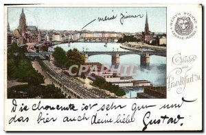 Old Postcard Gruss Aus Frankfurt M A lion CARTE 1898