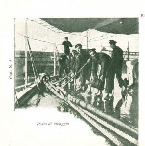 Postcard Italian Royal Navy Sailors Washing Station on Board Ship