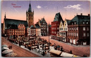 Trier Hauptmarkt Germany Market Place Castle and Buildings Postcard