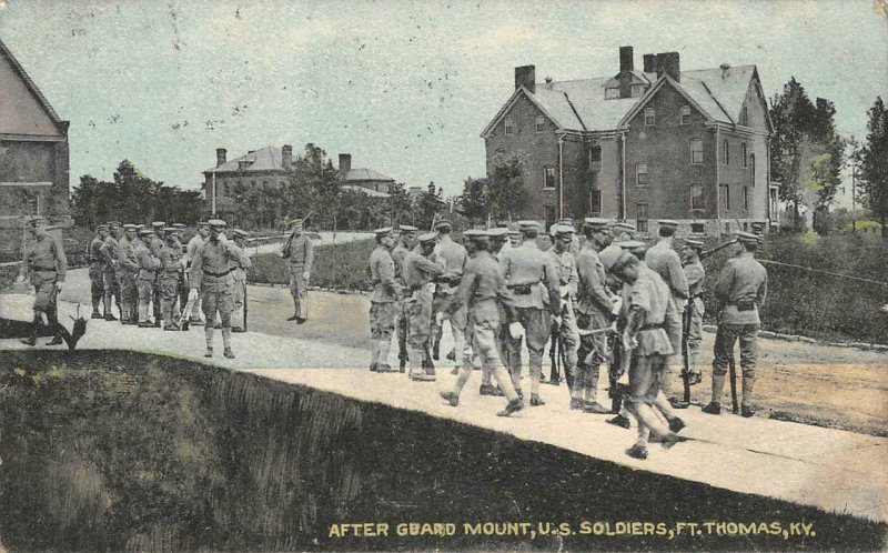 After Guard Mount, U.S. Soldiers, Ft. Thomas, Kentucky 1910 Vintage Postcard