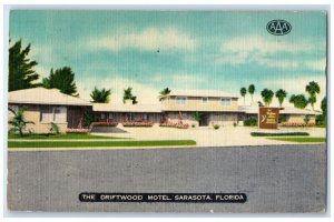 1954 The Driftwood Motel Exterior Roadside Sarasota Florida FL Trees Postcard