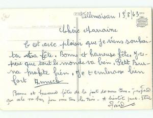 foreign 1963 Postcard signed BEAUTIFUL LARGE PINK ROSE FLOWER AC3266