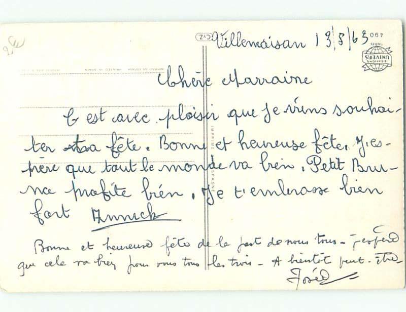 foreign 1963 Postcard signed BEAUTIFUL LARGE PINK ROSE FLOWER AC3266