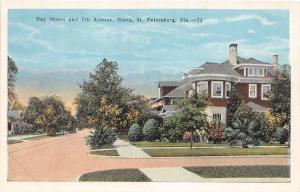 F7/ St Petersburg Florida c1915 Postcard Bay Street 7th Avenue Home