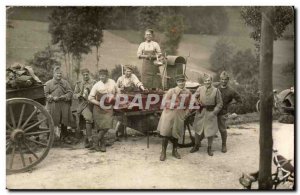 Old Postcard PHOTO CARD Army Soldiers Kitchen TOP