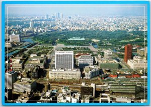 VINTAGE CONTINENTAL SIZE POSTCARD BIRD'S EYE VIEW PANORAMA OF TOKYO JAPAN