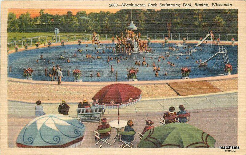 1953 Washington Park Swimming Pool Racine Wisconsin Teich Bishop Linen 11361