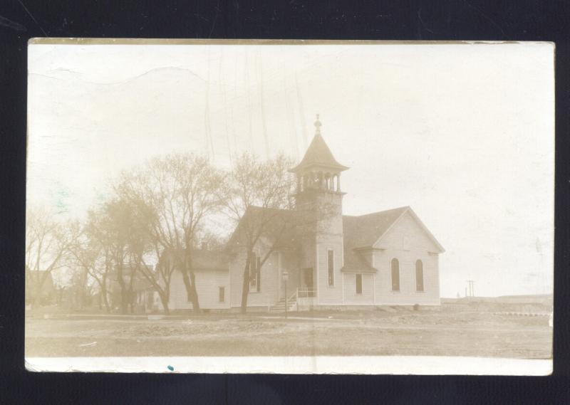 RPPC EVEREST KANSAS 1911 CHURCH BUILDING POMEROY IOWA REAL PHOTO POSTCARD