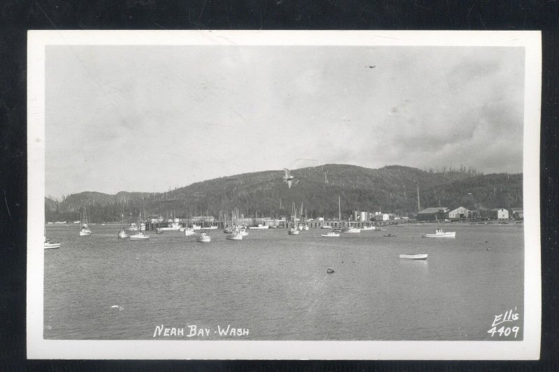 RPPC NEAH BAY WASHINGTON BOATS ELLIS 4409 VINTAGE REAL PHOTO POSTCARD