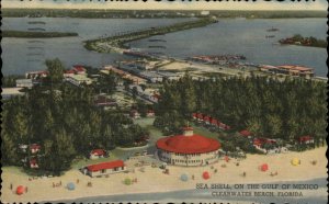 Clearwater Beach Florida FL Sea Shell Beach Hotel Linen Vintage Postcard
