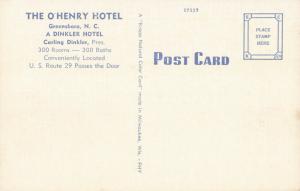 Postcard Henry Hotel Greensboro North Carolina