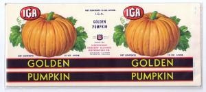 IGA Pumpkin Chicago IL Independent Grocers Vintage Can Label