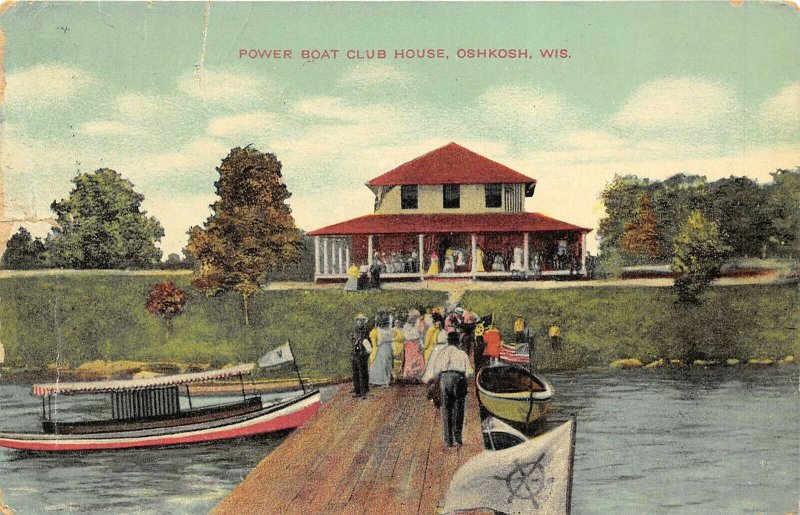 Oshkosh Wisconsin 1910 Postcard Power Boat Club