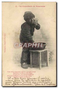 Old Postcard Fun Children Coquetry chimney sweep