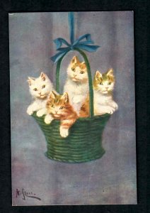 GRee Germany 1  pc.Color Souvenir Series 216 Signed A. Stone Cats Blue Ribbon