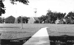 Brookings South Dakota State College (University)~Clock Tower & Field~1950 RPPC