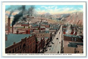 c1940 Park Street Looking East Showing Mines Rockies Butte Montana MT Postcard