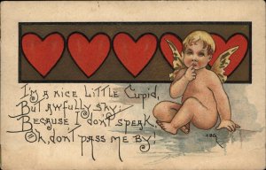 Valentine's Day Cupid Poem Embossed c1900s-10s Postcard