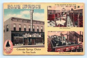 Postcard CO Colorado Springs Blue Spruce Restaurant Interior Lunch Counter R65