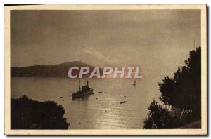 Old Postcard Villefranche Sunset on the Bay Boat